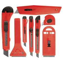 Набор ножей, выдвижные лезвия, 9мм-4, 18мм-2,+скребки выдвижн. фиксир.лезв.,40-52мм,2шт MATRIX