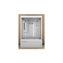 Душевая кабина 150x90 прямоугольная, матовое стекло, высокий поддон, с гидромассажем, Nautico N-150BK