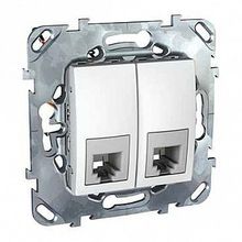 Розетка телефонная 2xRJ11 UNICA, белый |  код. MGU5.9090.18ZD |  Schneider Electric