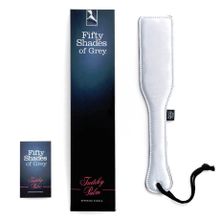 Fifty Shades of Grey Двусторонняя сатиновая шлепалка Satin Spanking Paddle - 32 см. (черный с серым)