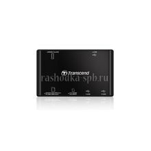 Карт-ридер Transcend RDP7, all-in-1 + 3 USB порта, USB 2.0, Черный