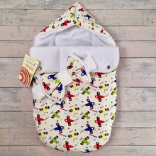 СуперМаМкет Конверт на выписку JustCute "Аэроплан" + бант (зима на флисе) JCZF-AERO-BT