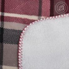 Плед двусторонний флис+мех "Клетка" серый красный 180х200 см