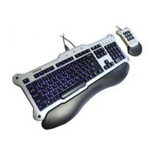 Клавиатура Chicony KUP-0573 Gaming, black+silver USB синяя подсветка букв
