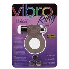 Seven Creations Дымчатое эрекционное кольцо VIBRO RING CLITORAL TONGUE BLACK (дымчатый)