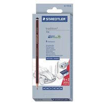Карандаш чернографитовый Tradition, 6 штук (2H, HB, B, 2B, 4B, 6B)+ластик+точилка 51010 картонная упаковка
