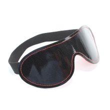 БДСМ Арсенал Чёрная лаковая маска из кожи с красной строчкой (черный)
