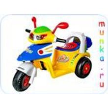 Электромобиль(3 колеса) на аккумуляторе с многочисленными звуковыми и световыми эффектами.