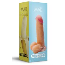 EGZO Телесный фаллоимитатор Mad Banana из киберкожи с присоской - 19 см.