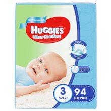 Huggies Ultra Comfort 3 (5-9 кг) для мальчиков 94 шт