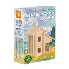 Конструктор деревянный из бруса Деревенский домик 102 детали, 4+