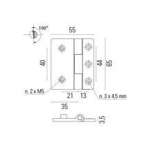 Foresti & Suardi Петля для дверей из полированной латуни Foresti & Suardi 207B.L 65 x 55 мм