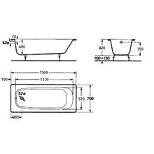 Чугунная ванна Roca Continental 150x70 гладкая