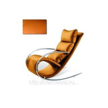 Кресло-качалка кожаная металлическая 1809BR