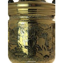 Электрический самовар 3 литра с позолотой и ручной гравировкой "Царская охота", арт. 130595