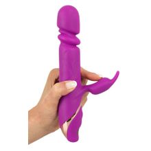 Orion Фиолетовый вибратор с клиторальным стимулятором Julie Lovetoys - 21,5 см. (фиолетовый)