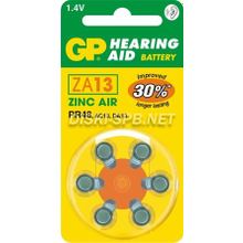 Батарейка для слуховых аппаратов ZA13 (PR48), упаковка 6 шт, GP