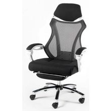 Кресло офисное 007 (black (white plastic) белый пластик черная ткань черная сетка