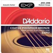 EXP17 Coated Phosphor Bronze Комплект струн для акустической гитары, Medium, 13-56, DAddario