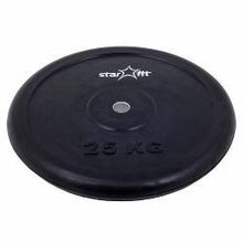 Диск (блин) обрезиненный STARFIT BB-202 25 кг, d=26 мм, стальная втулка, черный