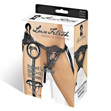 Lux Fetish Черные трусики для страпона из патентованной кожи