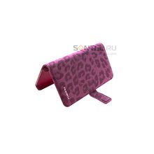 Чехол книжка nuoku Leopard Fashion для iPhone 5 тёмно розовый LEOIP5PNK