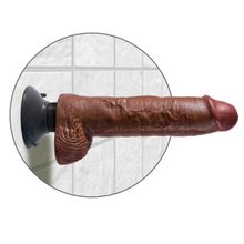 Pipedream Коричневый вибратор-гигант со съёмной присоской 10  Vibrating Cock with Balls - 25,4 см.