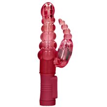 Красный вибратор-кролик Rotating Bubbles - 23,2 см. (206415)