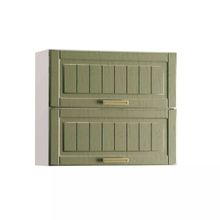 Моби Софи шкаф навесной 800 гориз. 2 двери Белый Дуб Зелёный ID - 311121