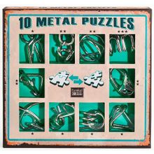 Набор из 10 металлических головоломок (зеленый)   10 Metal Puzzles green set