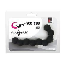 Dream Toys Чёрная анальная цепочка SEE YOU CANDY CANE ANAL BEADS - 13,1 см.