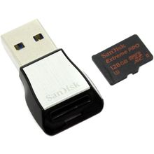 Карта памяти  SanDisk Extreme   SDSQXPJ-128G-GN6M3   microSDXC Memory Card 128Gb UHS-II  U3  +  USB3.0 CR