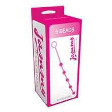 Toyz4lovers Розовая анальная цепочка с 5 шариками JAMMY JELLY ANAL 5 BEADS PINK - 38 см. (розовый)