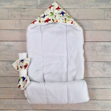 СуперМаМкет Конверт на выписку JustCute "Аэроплан" + бант (зима на флисе) JCZF-AERO-BT