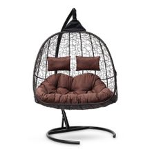 Кресло кокон подвесное SEVILLA TWIN коричневое + каркас