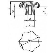 Рукоятки звездообразные с внутренней резьбой
