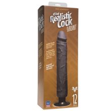 Doc Johnson Коричневый вибратор The Realistic Cock ULTRASKYN Without Balls Vibrating 12” - 33,5 см. (коричневый)