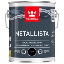 ТИКУРИЛЛА Металлиста грунт-эмаль по ржавчине 3в1 глянцевая черная (2,5л)   TIKKURILA Metallista краска антикоррозионная глянцевая черная (2,5л)