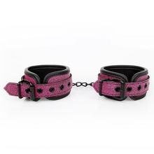 Розово-черные наручники на застежках розовый с черным