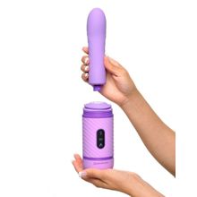Фиолетовый автоматический вибромассажер с функцией поступательных движений Love Thrust-Her Фиолетовый