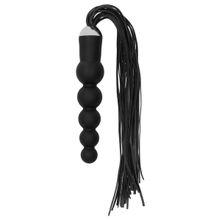 Черная плеть с рукоятью-елочкой Whip with Curved Silicone Dildo - 49,5 см.