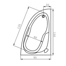 Акриловая ванна Cersanit JOANNA 150 правая WA-JOANNA*150-R-W 150х95