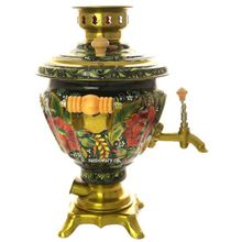 Набор cамовар электрический 2 литра с художественной росписью "Маки на черном", арт. 110386