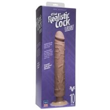 Doc Johnson Кофейный вибратор-реалистик The Realistic Cock ULTRASKYN Without Balls Vibrating 10” - 29,2 см. (кофейный)