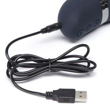 Fifty Shades of Grey Тёмно-синий вибратор Oh My USB Rechargeable Rabbit Vibrator - 25,4 см. (темно-синий)