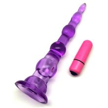 Фиолетовый анальный конус с вибропулькой - 17 см. Фиолетовый