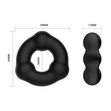 Черное эрекционное кольцо с 3 шариками Черный