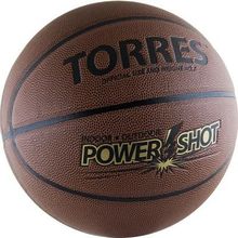 Мяч баскетбольный TORRES Power Shot, No7 полиуретан, бутиловая камера, коричнево-черно-золотистый