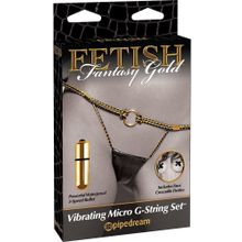 Трусики-стринг Vibrating Micro G-String Set с вибрацией S-M-L золотистый с черным