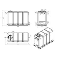 Емкость прямоугольная К 4000 с 2 патрубками в обрешетке